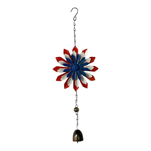 30063 - Red White Blue Flower Windchime 16” |G-7|