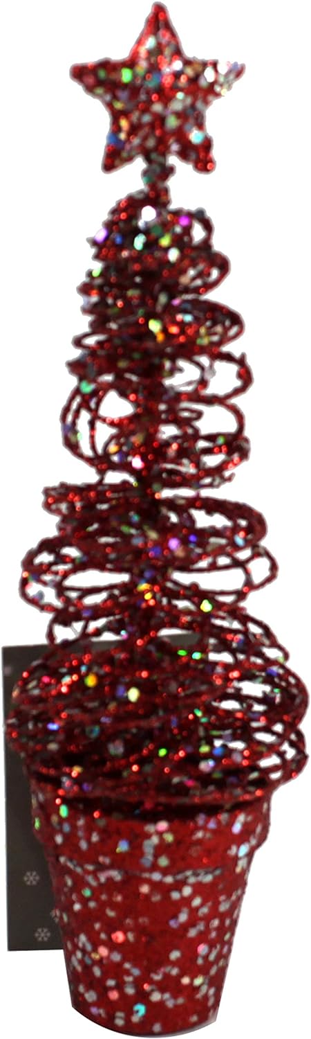 6435 - 8" Red Glitter Xmas Tree - Pod [2-69]