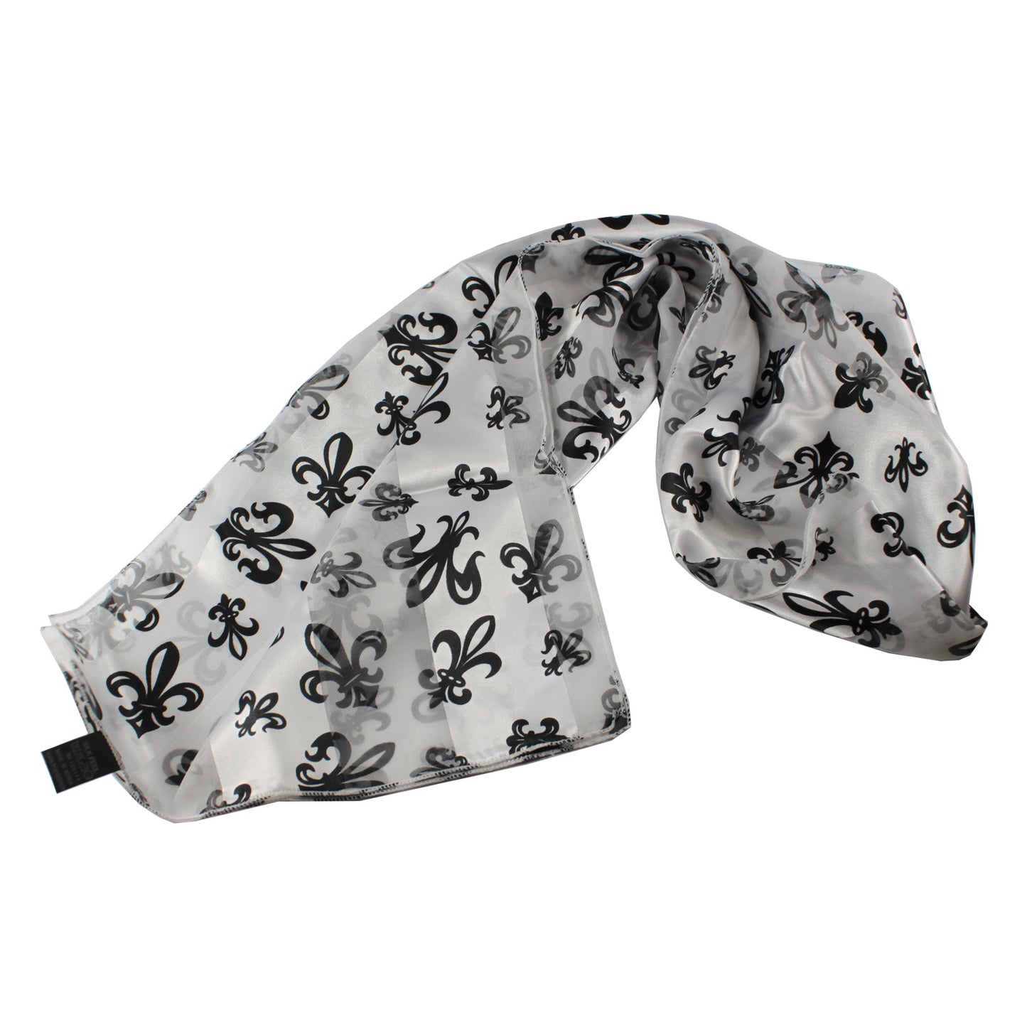 6476 - White Black Fleur De Lis Scarf - |DVD#6|
