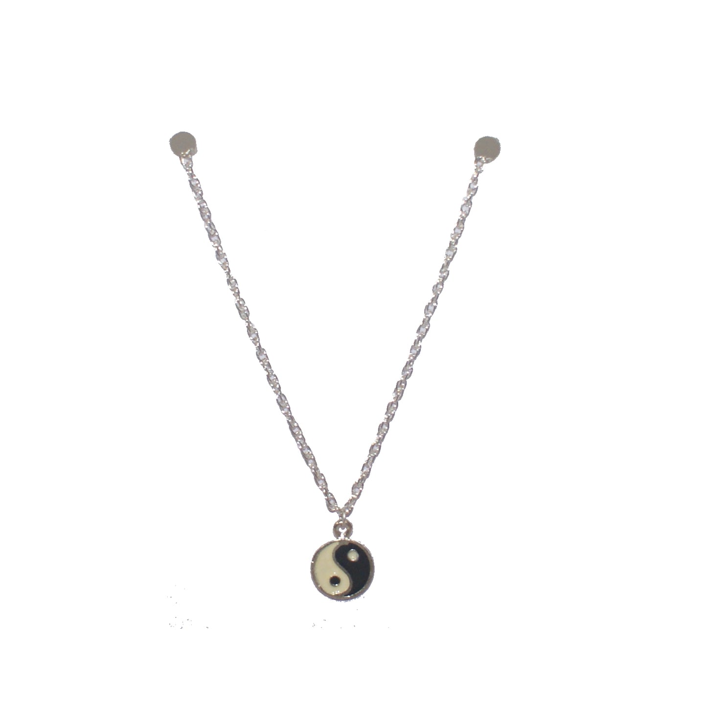 6487 - 18" Silver Chain 1/2" Yin Yang - |Clear-154|