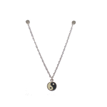 6487 - 18" Silver Chain 1/2" Yin Yang - |Clear-154|