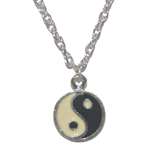 6487 - 18" Silver Chain 1/2" Yin Yang - |Clear-154|
