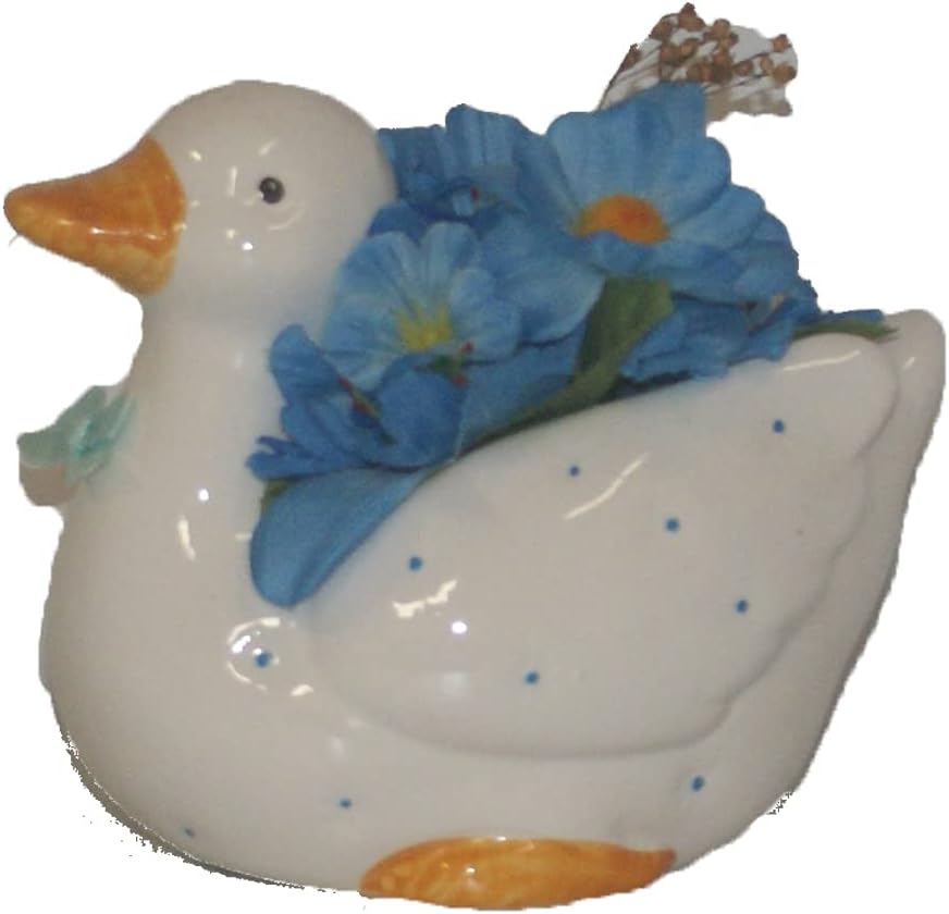 652 - 5" White Duck - Blue Flowers - |Z-61|