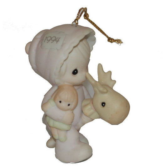 656 - Precious Moments Baby's First Christmas 1994 Girl Ornament - |Pod 1-71|