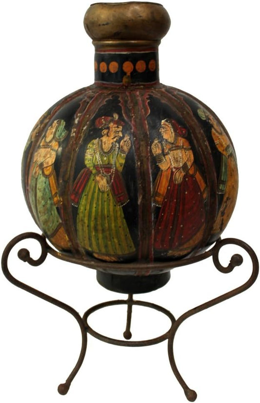 6650 - 18" Rustic India Vase & Stand - |3-2|