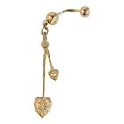 6689 - Dangle Hearts Belly Ring - |Clear-162|