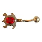 6765 - Turtle w/Red Crystal Belly Ring - |Clear-162|