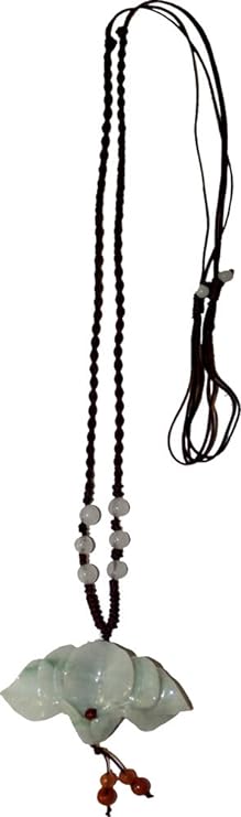 6793 - White Jade Lotus Flower Necklace - [Clear-207]