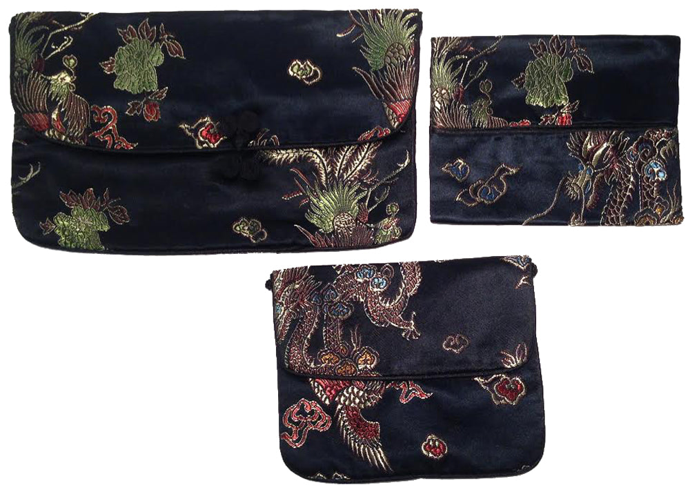 6893 - 3 pc Black Satin Coin Tissue Set  |16-22|