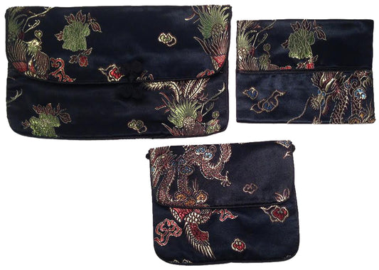6893 - 3 pc Black Satin Coin Tissue Set  |16-22|