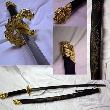 6978 - 41" Black Dragon Kantana Sword with Gold Guard |211|
