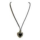 6984 - Black Heart Necklace on Cord - |Clear-223|