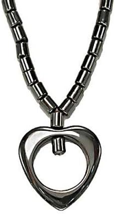 6985 - Hematite Heart Necklace - |Clear-60|