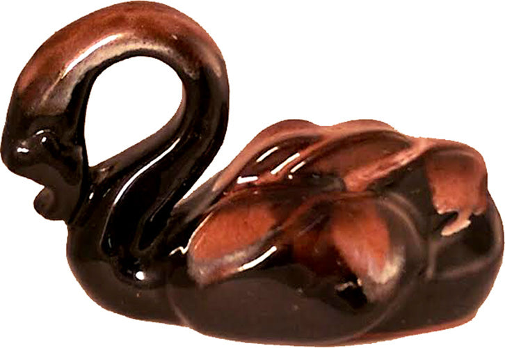 7022 - 3" Brown Ceramic Swan - Head Down - |Z-61|