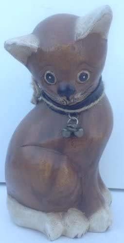 7027 - 8" Hand Carved Wooden Cat Figurine - |Z-55|