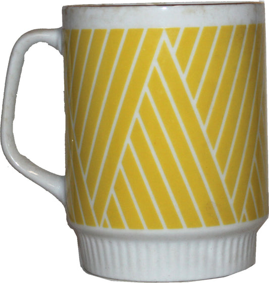7053 - 4" Yellow Striped Coffee Cup Set of Two |4-24|
