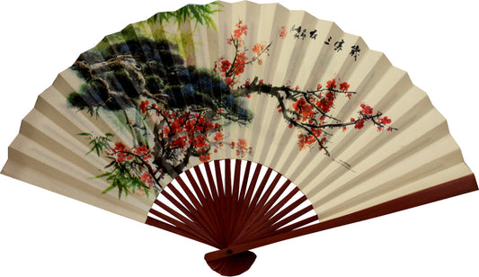 7055 - 12" Folding Fan Cherry Blossoms - |W-20|