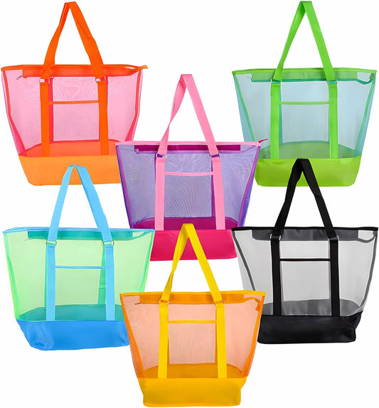 7107 - Durable 21x16 Inch Mesh Beach Bag with Assorted Styles for Outdoor Trips |Pod 2-17|