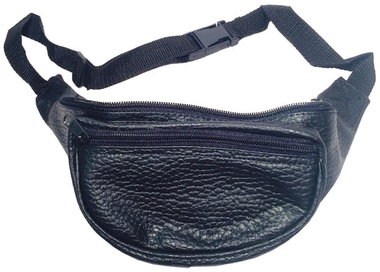 7139 - Black Leather Fanny Pack  |16-19| |16-22|