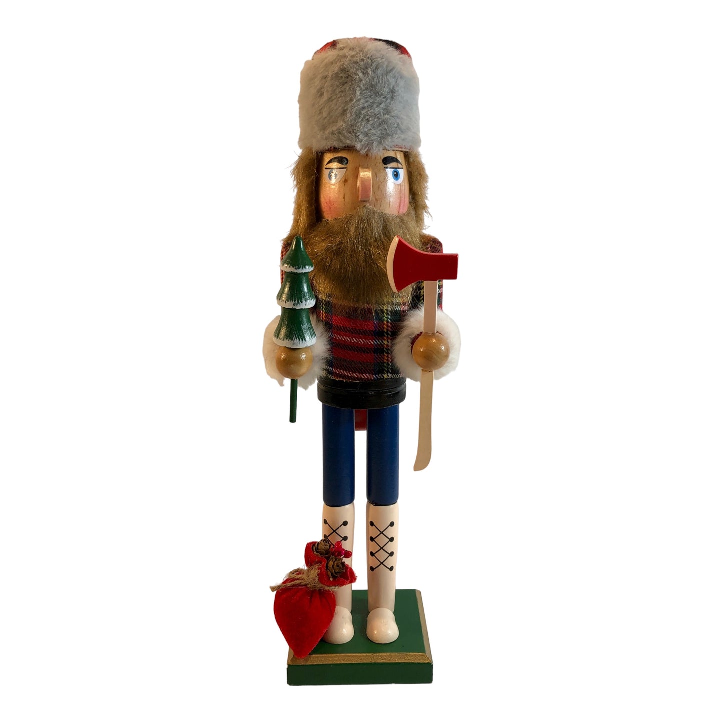 7155 - 14" Charming Holiday Lumberjack Nutcracker with Detailed Craftsmanship, Festive Flair and Playful Wooden Design |Pod 2-1|