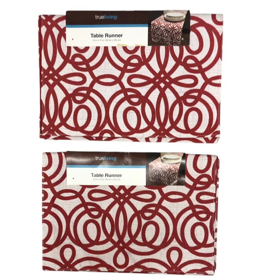 7264 - Set Of Two Red And White Table Runners |22-1|