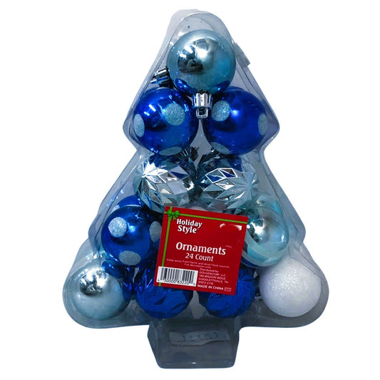 7289 - 24 ct Blue Asst Ornaments |Pod 1-80|