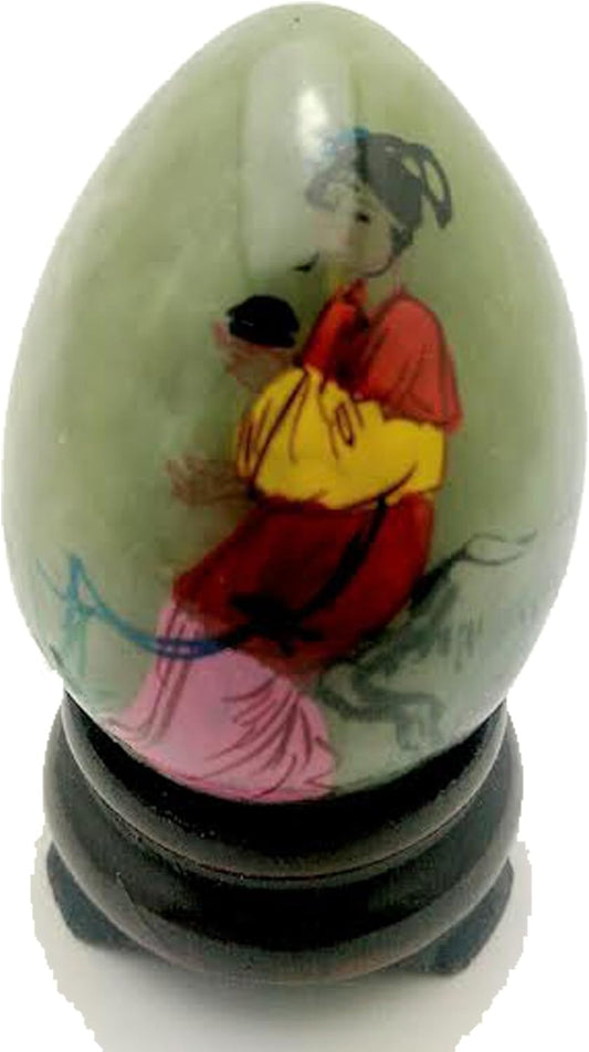 7305 - 1" Jade Green Egg - Red Geisha #2 - [Y-2]