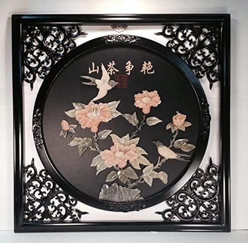 7312 - Two Birds w/Hibiscus Flowers Jade - |On Wall|