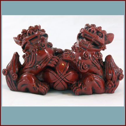 7373 - 6" 2 Red Fu Dogs - Ball - |Z-77|