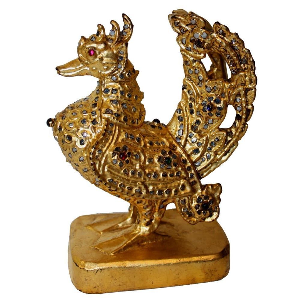 739 - 8" Gold Swan - Inlaid Gems - |Z-77|