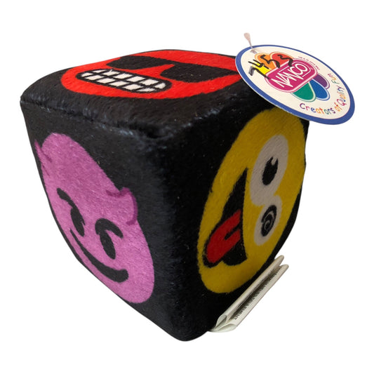 7453 - 3" X 3" Qubz Emoticon Asst Black Plush Cube |2-16|