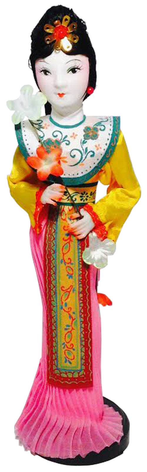7459 - 10" Yellow Blouse Pink Skirt White Vest Woman Doll - Bloom 3 - |X-21|