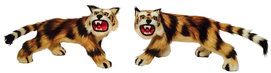 7461 - Two 9" Striped Fur Tigers - |Z-84|
