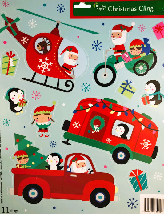 7487 - Santa Truck Window Cling - |9-2|