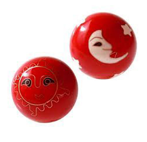 43345 - Large Red Chinese Health Exercise Stress Baoding Balls Relaxation Therapy with Sun and Moon  ULTIMATE