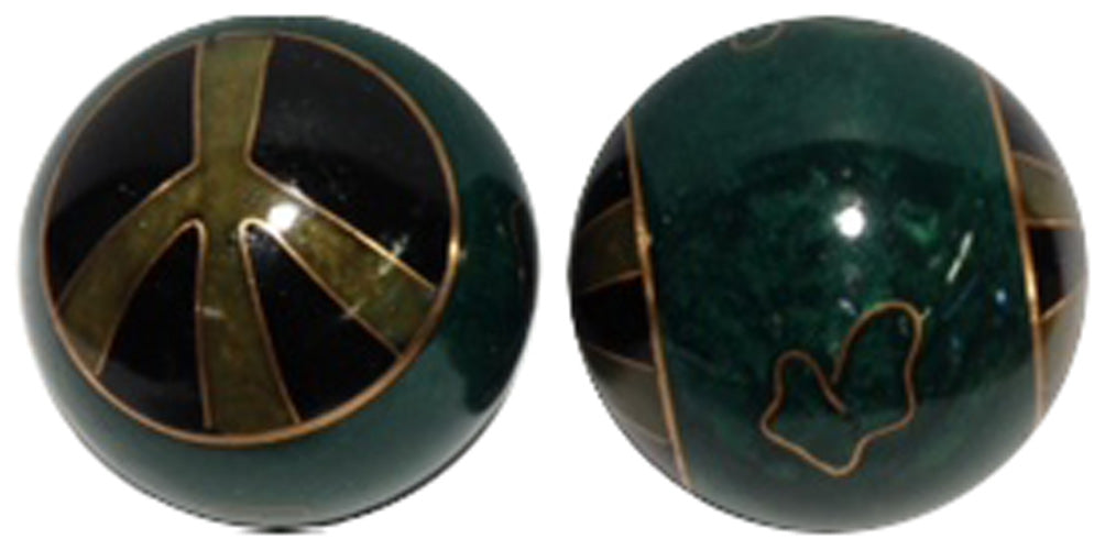 7541 - Green w/Gold Peace Sign Ball