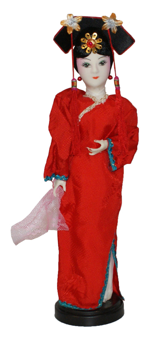 7564 - 10" Red Woman Doll - Scarf #2 - |X-21|