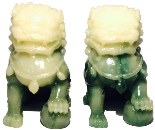 7574 - Set of Two 5" Jade Green Fu Dogs - |Z-59|
