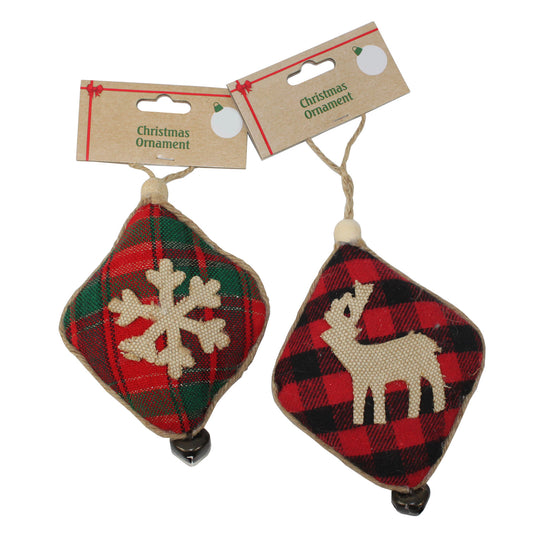7587 - 3" Flannel Pillow Ornament Asst - |Pod 2-2|