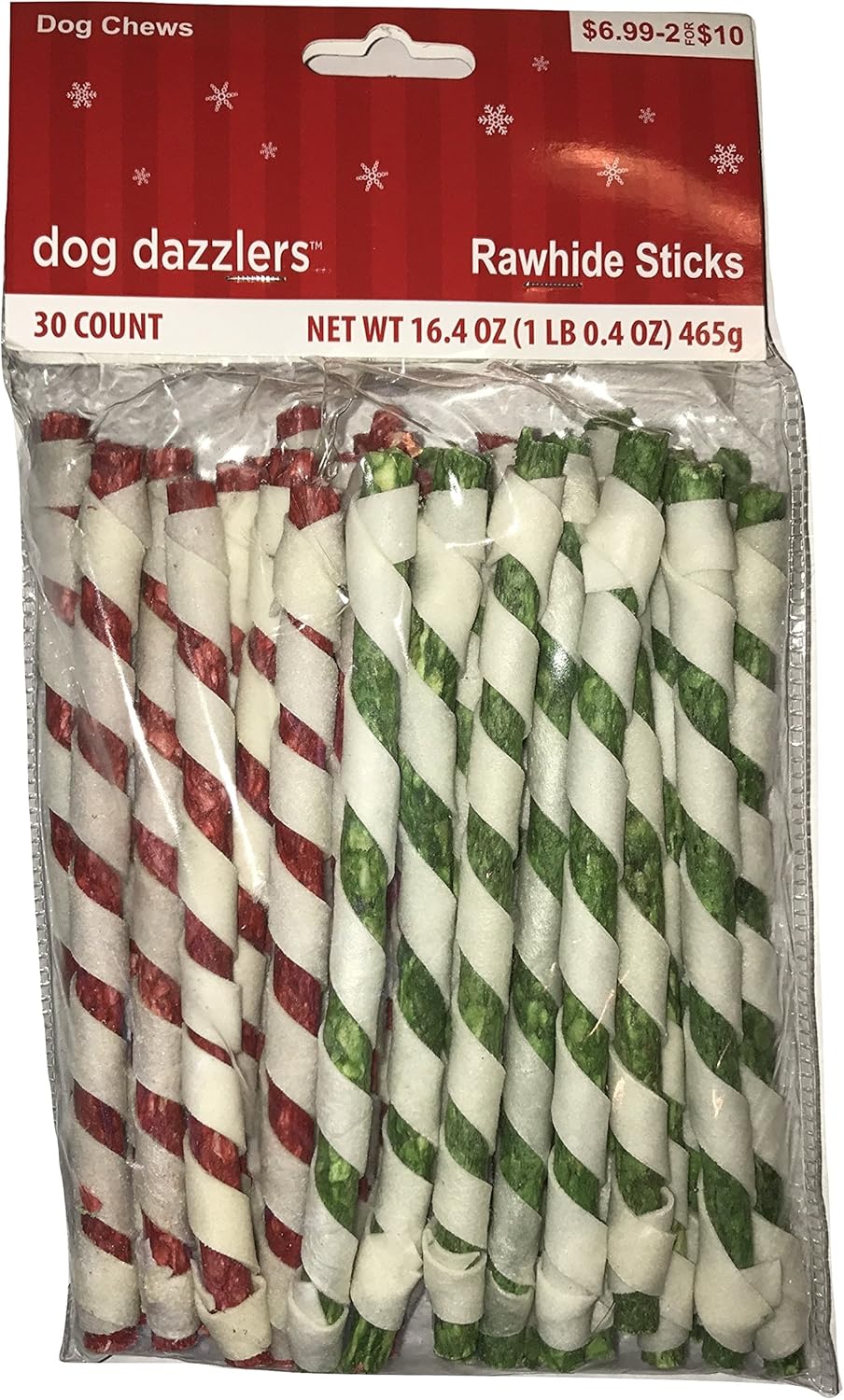 7590 - Set of Two Dog Dazzlers Rawhide Xmas Stick |21-21|