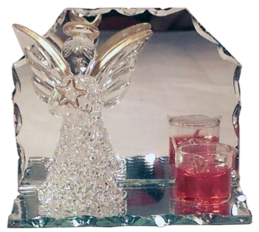 7592 - Glass Mirror Angel w/Red Candle - |22-11|