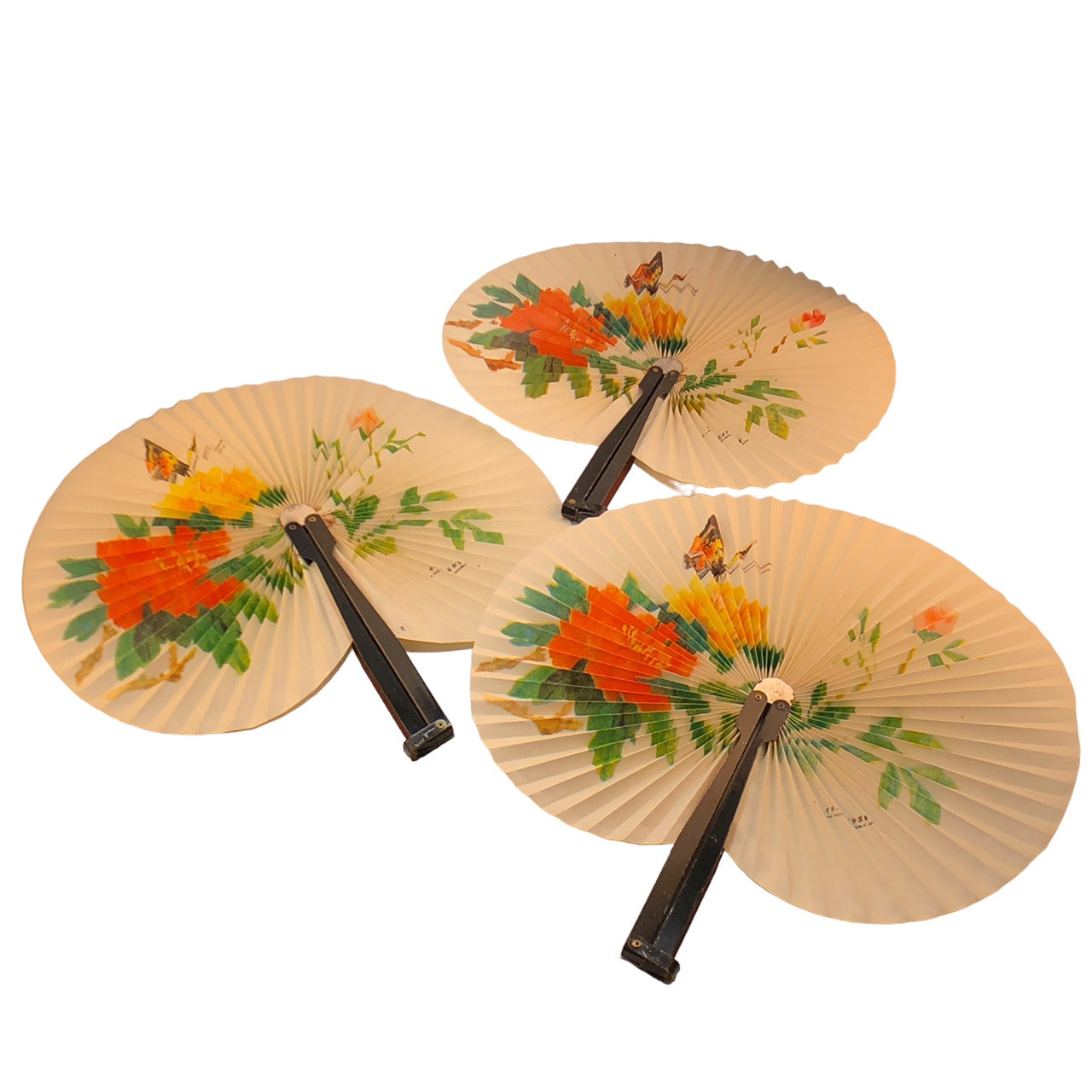 7660 - 3- 5.5" Black Fan - Butterfly Rose - W-18 : PT COOL BEANS
