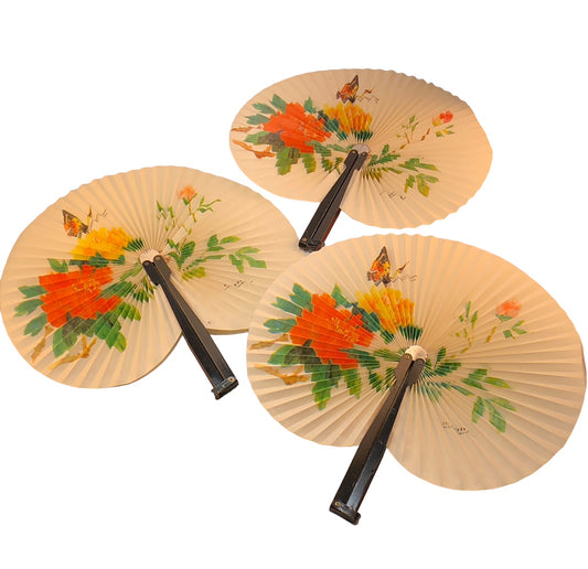 7660 - 3- 5.5" Black Fan - Butterfly Rose - W-18 : PT COOL BEANS