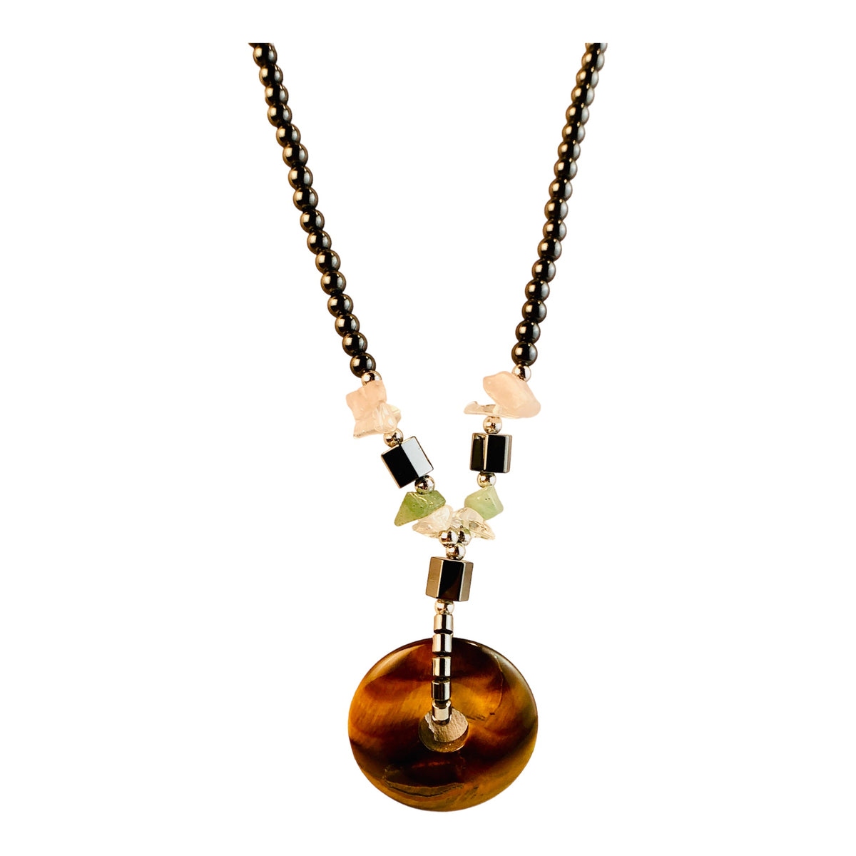 7661 - Necklace Tiger Eye Donut/Hemi - |Clear-12|