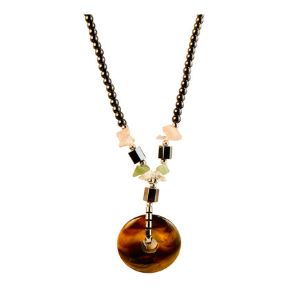 7661 - Necklace Tiger Eye Donut/Hemi - |Clear-12|