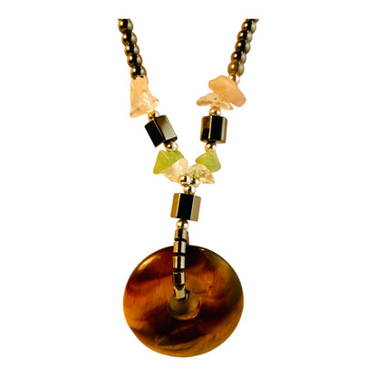 7661 - Necklace Tiger Eye Donut/Hemi - |Clear-12|