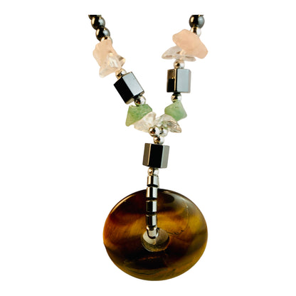 7661 - Necklace Tiger Eye Donut/Hemi - |Clear-12|
