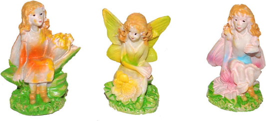 7664 - 3 2" Orange Yellow Pink Fairies - |X-37|