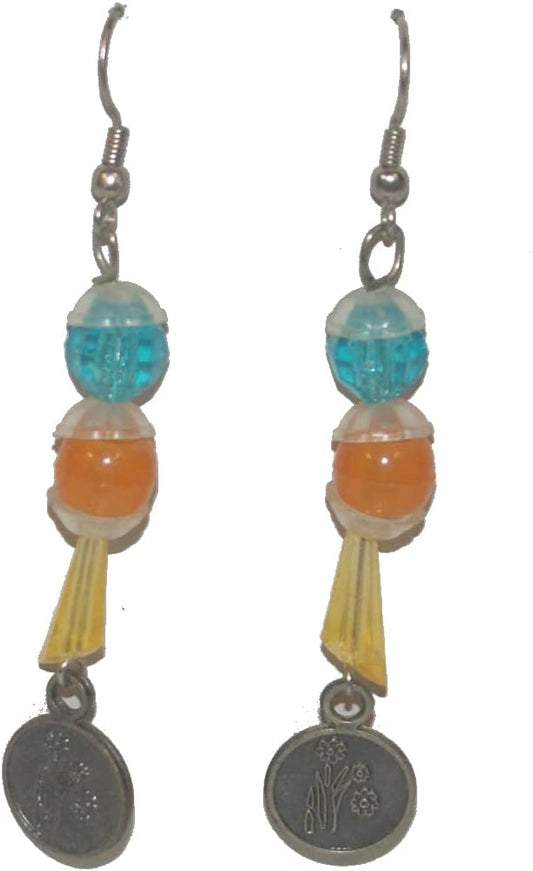 7685 - 2.5" Colorful Beaded Floral Earrings - [Clear-165]