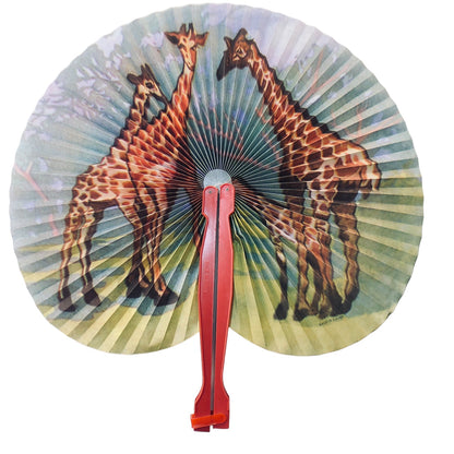 7701 - 3- 5.5" Red Fan - Giraffes - W-18 : PT CHESSMAN